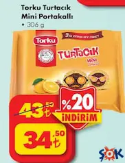 TORKU TURTACIK MİNİ PORTAKALLI BİSKÜVİ 306 G